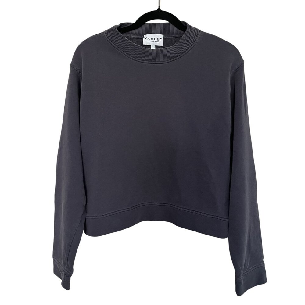 Varley Women's Cropped Crewneck Grey Sweatshirt Athleisure Sporty Comfy Casual M